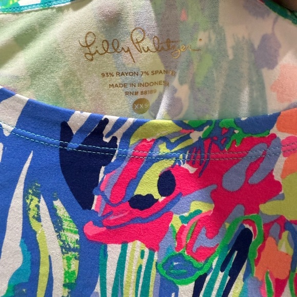 Lilly Pulitzer Sophie Dress Multi Purrfect Print Blue Green Long Sleeve XXS NWOT - Picture 4 of 4
